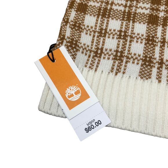 Timberland OS Brown White Buffalo Plaid 100% Acrylic Scarf NWT - Picture 4 of 6